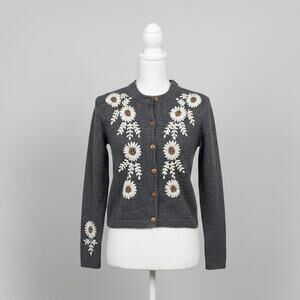 Alex Mill gray floral Becca cardigan, size XS